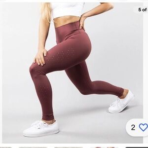 BuffBunny Allure Laser Cut High Waisted Yoga Leggings Windsor Wine